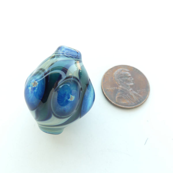 Tom Boylan Bead, Rare Small Blue on Blue Eye Bead, 27x20mm