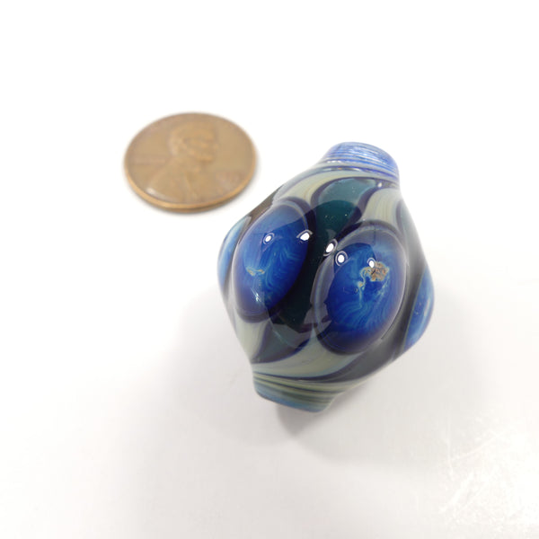 Tom Boylan Bead, Rare Small Blue on Blue Eye Bead, 27x20mm