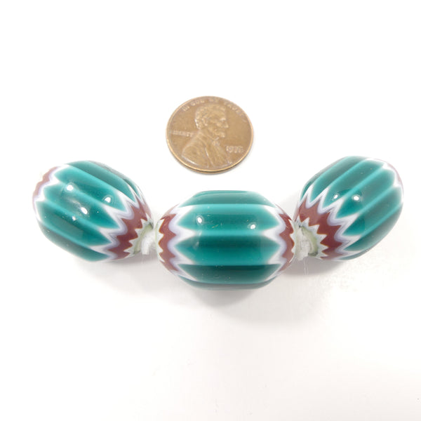 Chevron, Teal Contemporary American Seven Layers, 24x18mm, Sold Individually