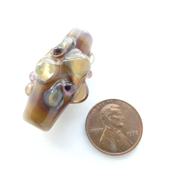 Bernadette Fuentes Embellished Tubular Bead, 35mm Long, Browns and Opal