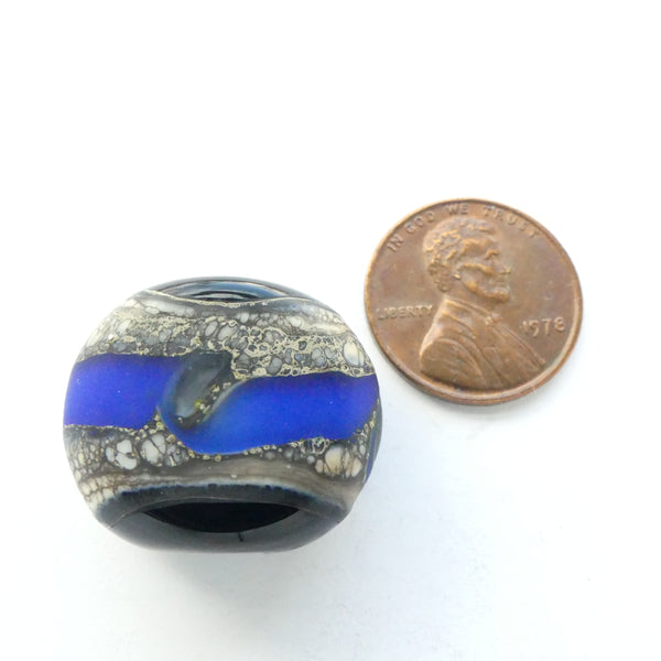 Alethia Donathan Tabular Bead, Cobalt and Black, 20x22mm