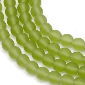Czech Glass Smooth Round "Druks" 6mm Olivine Matte, Pkg of 50