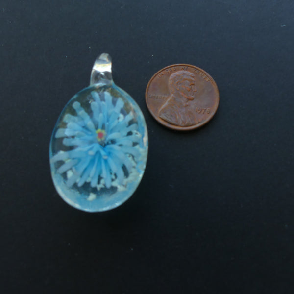 Halloween, Glow-in-the-dark Pendants, Aqua inside Clear Glass, 20x40mm