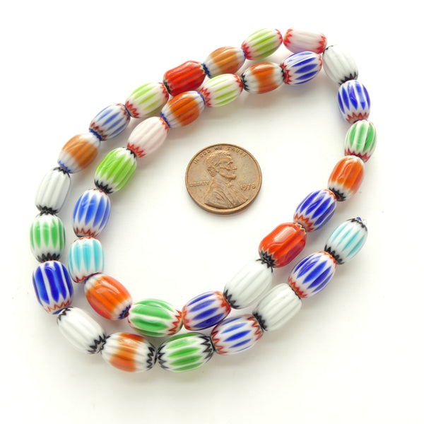 Chevrons, New Chinese Assorted Colors 12x7mm on 15-inch Strands