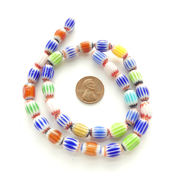 Chevrons, New Chinese, Assorted Color Beads, 10x6mm on 15-inch Strands
