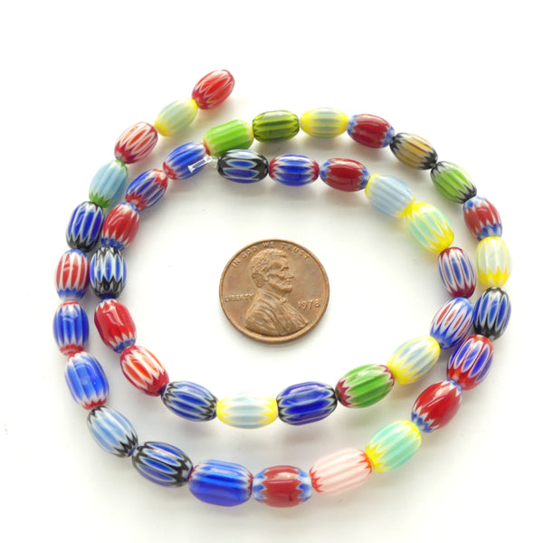 Chevrons, New Chinese, Assorted Color Beads, 10x6mm on 15-inch Strands