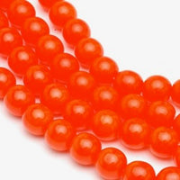 Czech Glass Smooth Round "Druks" 8mm, Orange Opaque, Strands of 25