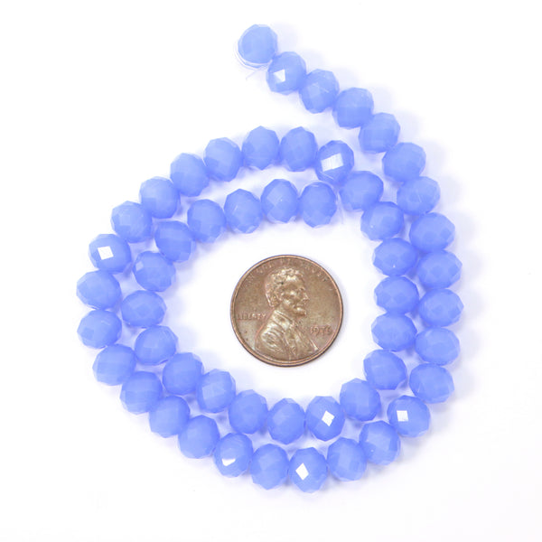 Faceted Glass, "Dragon Crystal" Cornflower Blue, 6x8mm on 13-inch Strands
