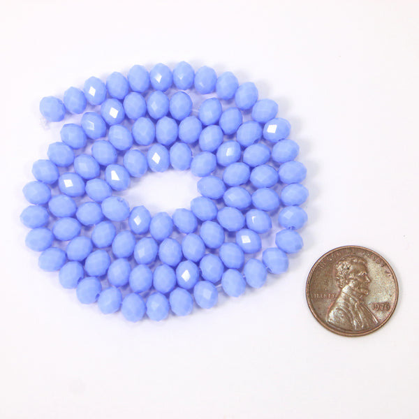 Faceted Glass, "Dragon Crystal" Cornflower Blue Opaque, 4x6mm on 16-inch Strands