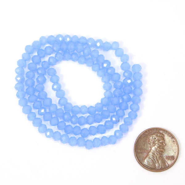Faceted Glass, "Dragon Crystal" Silky/Opal Cornflower Blue, 4mm on 16-inch strand