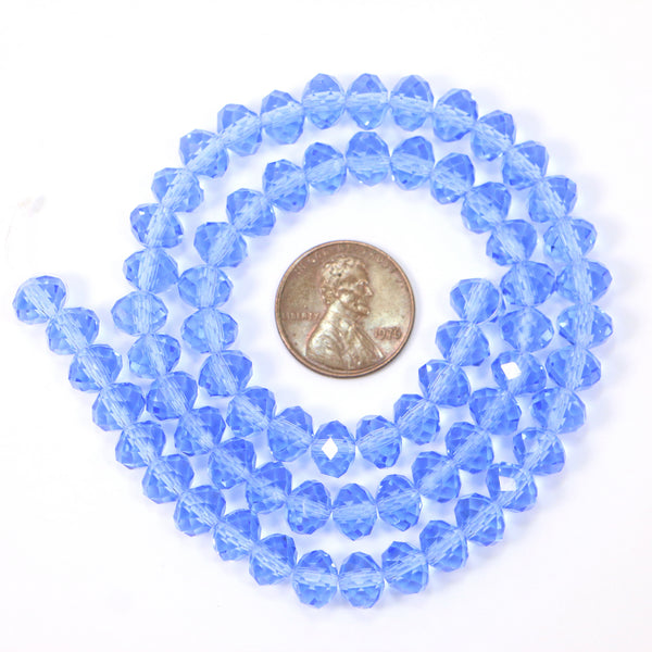 Faceted Glass "Dragon Crystal" 8x10mm, Translucent Light Blue