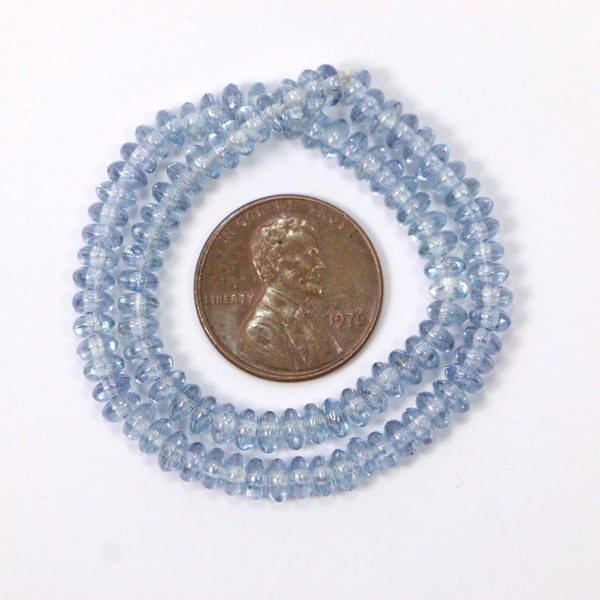 Czech Glass Rondelles, 4mm, Sapphire Blue on Strands of 100 Beads