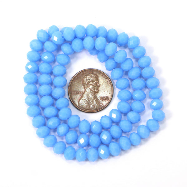 Faceted Glass "Dragon Crystal" 4x6mm, Turquoise Opaque, 16-inch Strands