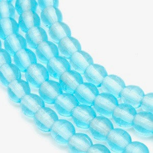 Czech Glass Smooth Round "Druks" 4mm Light Aqua Blue, Strands of 100