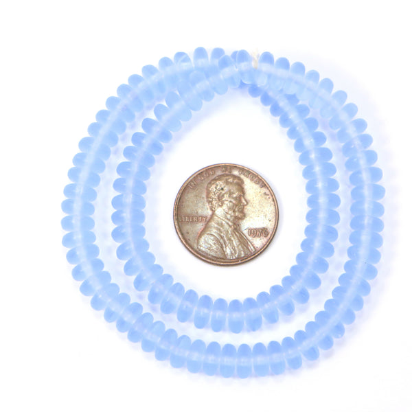 Rondelles, Sapphire Matte, Czech Molded Glass, 3x6mm, Strand of 100