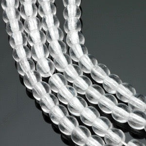 Czech Glass Smooth Round "Druks" 4mm Crystal Clear, Strands of 100