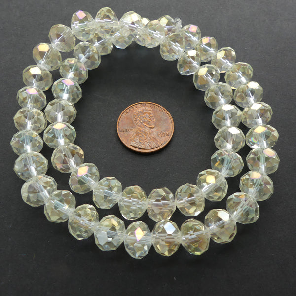 Faceted Glass, "Dragon Crystal" 8x10. Clear Crystal AB on 16-inch Strands