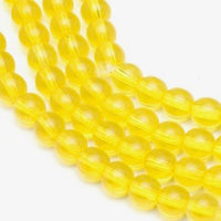 Czech Glass Smooth Round "Druks" 6mm, Translucent Yellow, Strands of 50