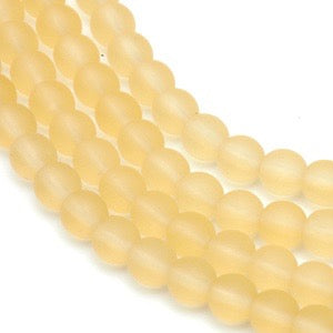 Czech Glass Smooth Round "Druks" 6mm, Light Amber Matte, Strands of 50
