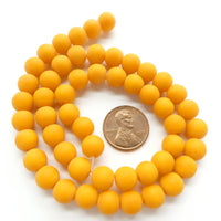 Matte Glass, Rich Opaque Yellow, Round 8mm on 16-inch Strands