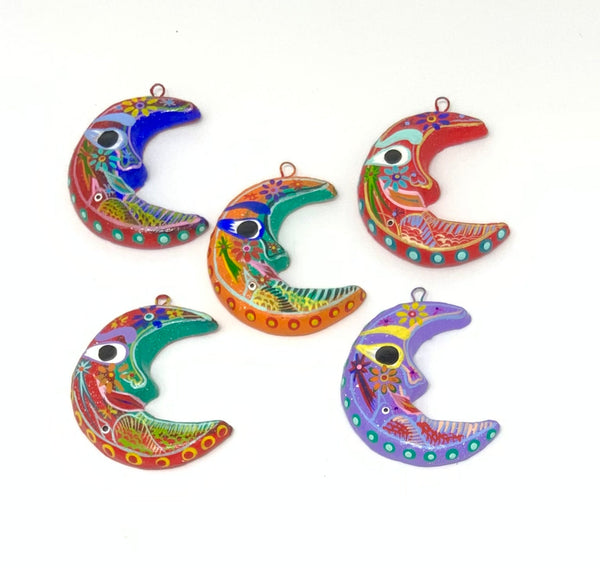 Ornament, Ceramic Moon, Handpainted,