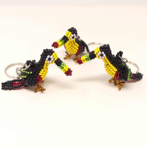 Keychain, Toucan, Beaded, 3 inches long without the chain & ring, Sold Individually