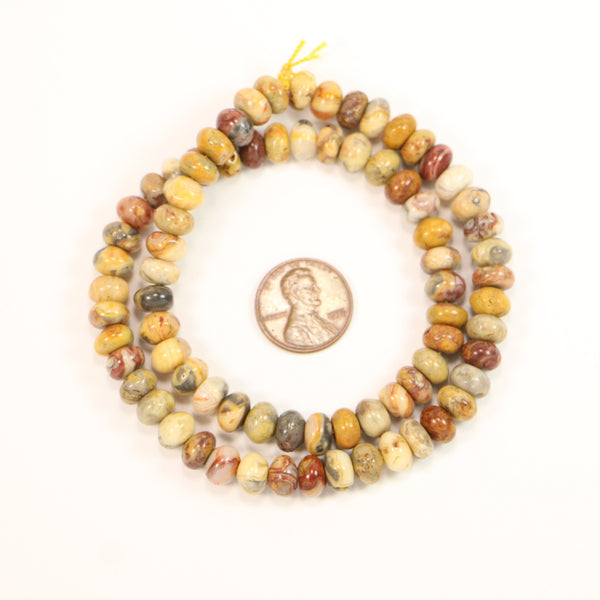 Crazy Lace Jasper, Rondelles, 5x8mm on 16-inch Strand