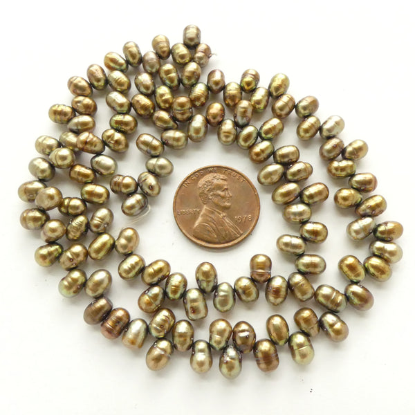 Pearls, Bronze, Light Dancers 6mm Drops on 16-inch Strands