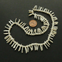 Pearls, White, Alternating Top-Drilled Stick, 12mm and Small Ovals on 16-inch Strands