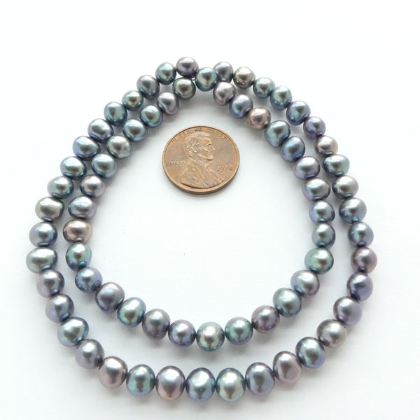 Pearls, Peacock, Oval 5x6mm on 16-inch Strands