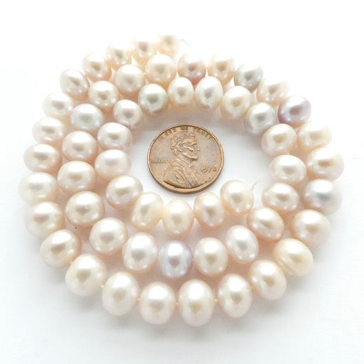Pearls, Pink, Oblate Large 9mm on 16-inch Strand