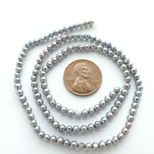 Pearls, Peacock, Round Small 3mm on 16-inch Strands