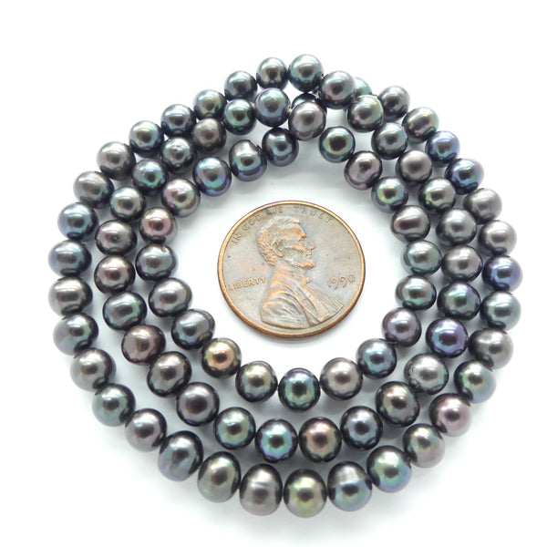 Pearls, Peacock, Round Shape, 5mm on 16-inch Strand