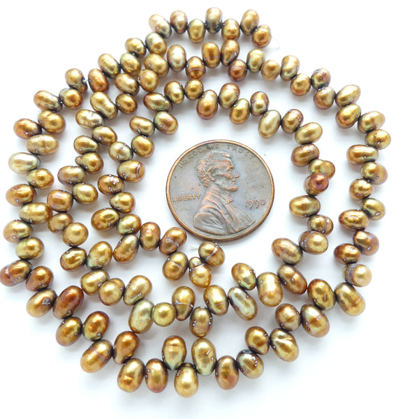 Pearls, Bronze, Dancers 4x6mm on 16-inch Strands