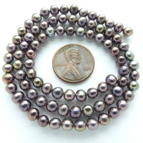 Pearls, Bronze, Potato Shape, 4x5mm on 16-Strands