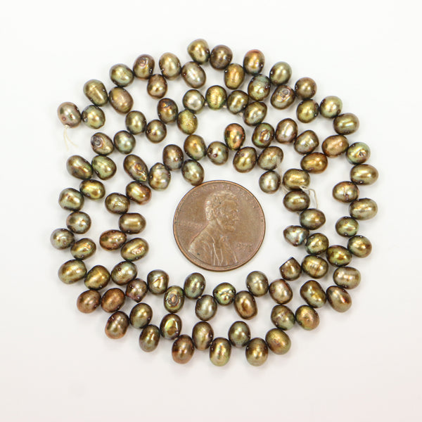 Pearls, Peacock, Dancer Shape, 3x5mm on 16-inch Strands