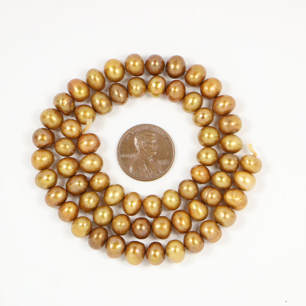 Pearls, Bronze, Meidum Large Almost Round 7mm Diameter on 16-inch Strand