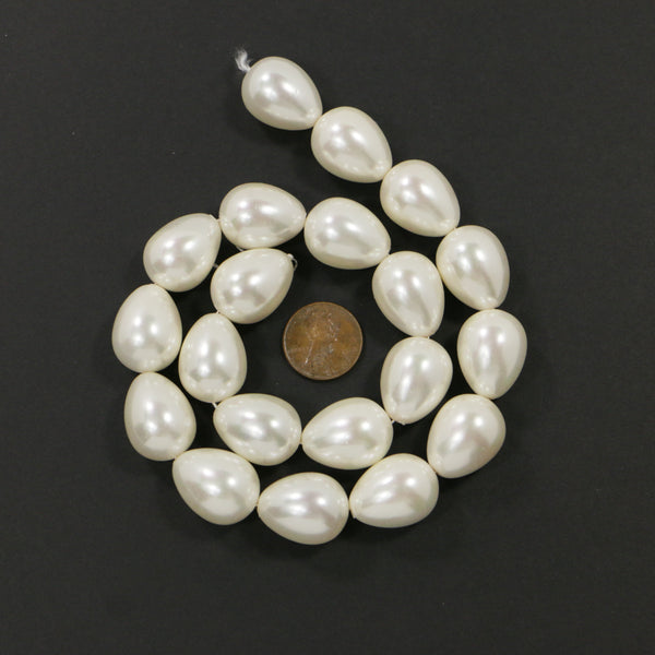 Shell Pearls, Cream, Teardrop, 20x16mm, Sold by the Pair
