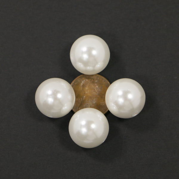 Shell Pearls, White, Round, 16mm Diameter, Sold in Sets of 4 Beads