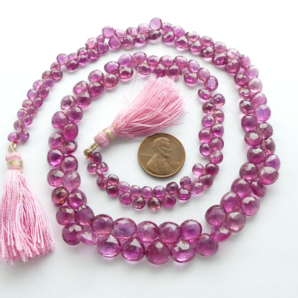 Garnet, Rhodolite, Faceted Briolettes on 20-inch Strand