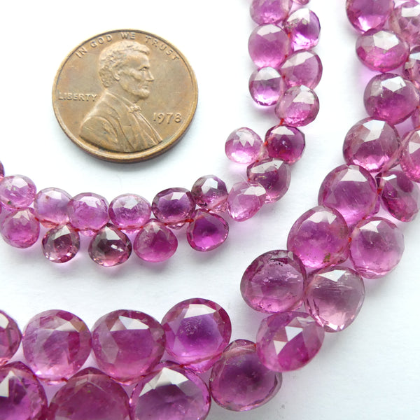 Garnet, Rhodolite, Faceted Briolettes on 20-inch Strand