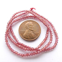 Garnet, Faceted Round, Tiny 2mm Beads on 14-inch Strands
