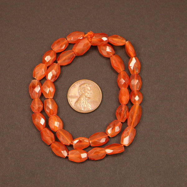Carnelian, Faceted Ovals 10x7mm on 15-inch strands
