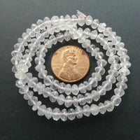 Rose Quartz, Faceted Rondelles, 5mm on 15-inch Strand