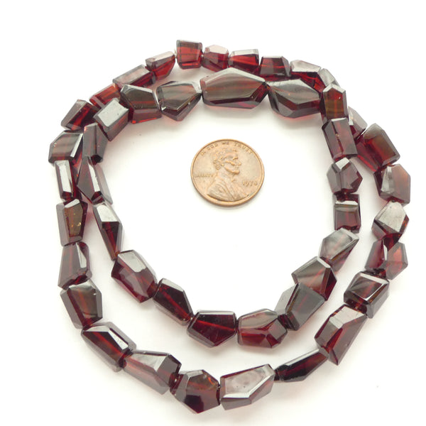 Garnet, Faceted Freeform Nuggets 8-18mm long on Long 18-inch Strand