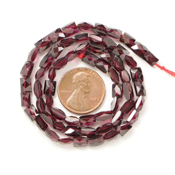 Garnet, Faceted Rectangles 6x5mm on 15-inch Strand