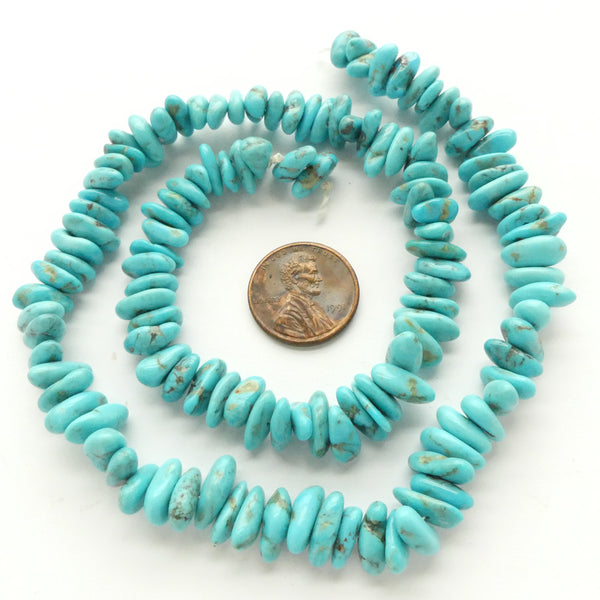 Turquoise, Freeform Nuggets, Small,  8-10mm Diameter on 16-inch Strands