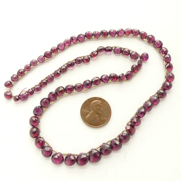 Garnet, Faceted Briolettes Graduated 4-8mm on 17-inch Strand