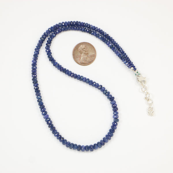 Sapphire, Natural Blue Facted, Graduated Strand 3-5mm, 16-inch Strand