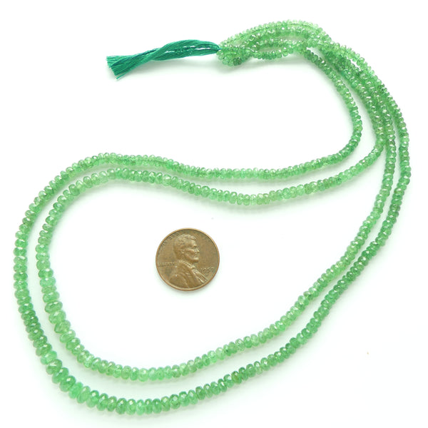 Emerald, Faceted Slightly Graduated 2-5mm on 18.5 inch Strands, Sold Individually